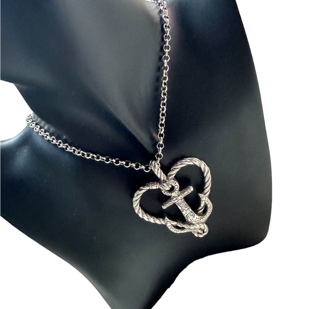 Brighton Seas The Day Heart and Anchor Pendant Necklace